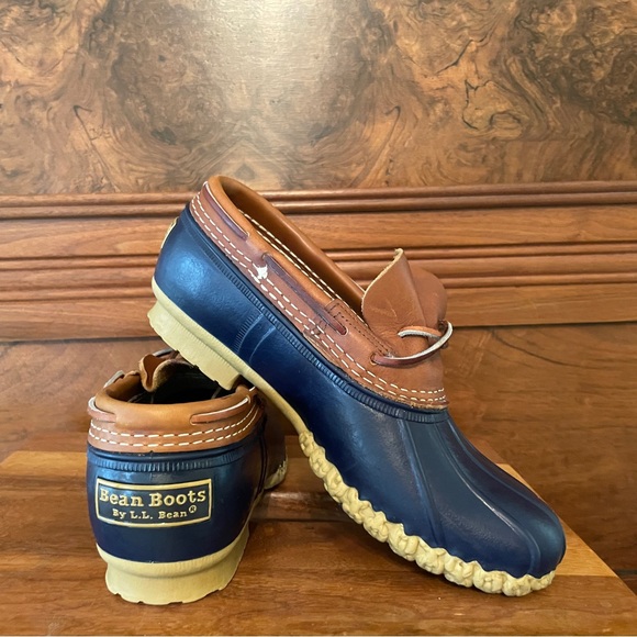 LL Bean Boot Women’s Classic Blue & Tan Rain Snow Boot Low Cut - Picture 4 of 17